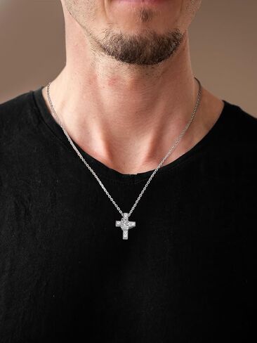 CYW Moissanite Skull Cross/Spider/Raven Necklace for Men Women, Intriguing Design, Really Authentic Solid 925 Sterling Silver with Rhodium Finish, 16"/18"/20" Adjustable, Halloween Jewelry in Saudi Arabia