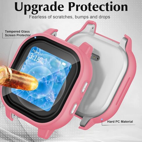 2 Pack Protective Case Compatible with Gabb Watch 3 Screen Protector, Hard PC Bumper Cover Built-in Tempered Glass Compatible for Gabb Kids Watch 3 Accessories（NOT Compatible for Gabb Watch 2/1） in Saudi Arabia