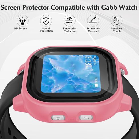 2 Pack Protective Case Compatible with Gabb Watch 3 Screen Protector, Hard PC Bumper Cover Built-in Tempered Glass Compatible for Gabb Kids Watch 3 Accessories（NOT Compatible for Gabb Watch 2/1） in Saudi Arabia
