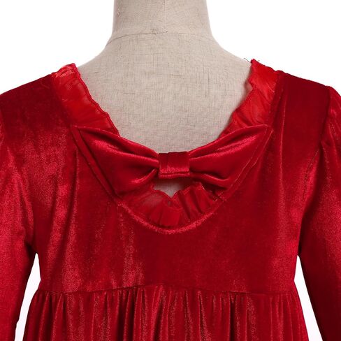 IBTOM CASTLE Toddlers Girls Velvet Xmax Dress Long Puff Sleeve Party Dress Vintage Midi Dress Ruffle Dress Pageant Gown in Saudi Arabia