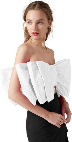 قميص LYANER نسائي مثير بطبقة فيونكة وربطة عنق بدون أكمام وطباعة بدون حمالات للحفلات منفوش بدون أكمام in Kuwait