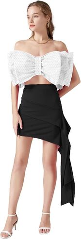 قميص LYANER نسائي مثير بطبقة فيونكة وربطة عنق بدون أكمام وطباعة بدون حمالات للحفلات منفوش بدون أكمام in Kuwait