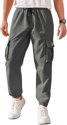 COOFANDY Mens Casual Joggers Pants Stretch Waist Drawstring Cargo Pants Tapered Sweatpants with Pockets in Saudi Arabia