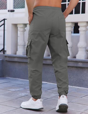 COOFANDY Mens Casual Joggers Pants Stretch Waist Drawstring Cargo Pants Tapered Sweatpants with Pockets in Saudi Arabia