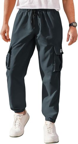 COOFANDY Mens Casual Joggers Pants Stretch Waist Drawstring Cargo Pants Tapered Sweatpants with Pockets in Saudi Arabia