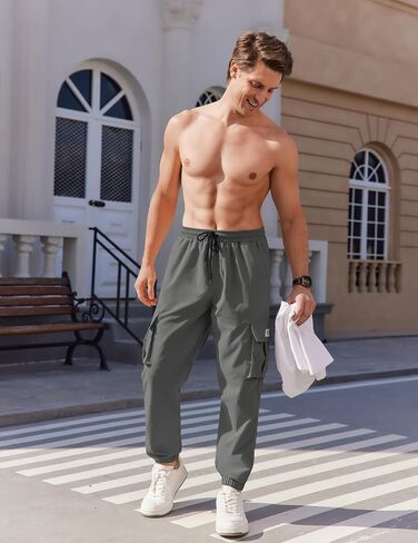 COOFANDY Mens Casual Joggers Pants Stretch Waist Drawstring Cargo Pants Tapered Sweatpants with Pockets in Saudi Arabia