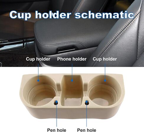 Augeny Car Cup Holder, Multifunctional Portable Center Console Armrest Storage Box Cup Holders, Vehicle Seat Gap Organizer for Mug Bottle Cell Phones Keys Coffee Coasters Cards (Black) in Saudi Arabia