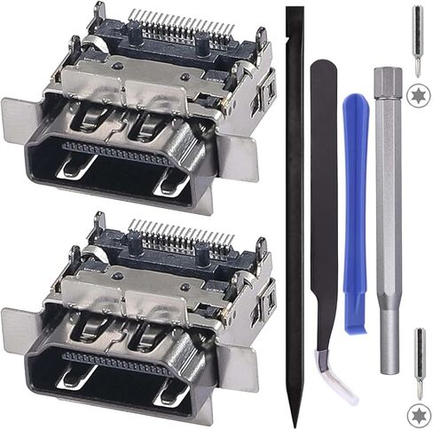 2 حزمة استبدال منفذ HDMI لسلسلة Xbox S عرض مقبس جاك موصل استبدال لوحدة التحكم XSS، جودة OEM الأصلية مع أدوات M1097399 in Kuwait