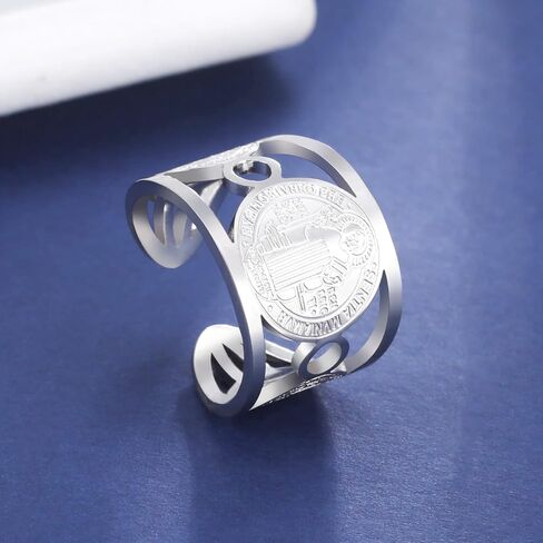 TEAMER Religious Saint Benedict Ring Stainless Steel Resizable St. Benedict Ring Catholic Christian Faith Evil Protection Amulet Jewelry For Women Men in Kuwait