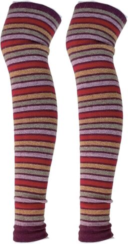 Wool Blended Striped Leg Warmers Y2K for Women Winter, 24 Inch Thigh High Stockings Over the Knee Socks by Daisy&Dino in Saudi Arabia