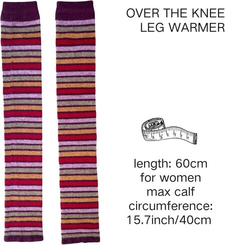 Wool Blended Striped Leg Warmers Y2K for Women Winter, 24 Inch Thigh High Stockings Over the Knee Socks by Daisy&Dino in Saudi Arabia