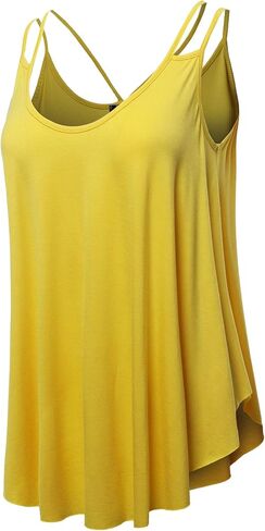 SSOULM Women's Loose Fit Flowy V Neck Sexy Pleated Cami Tank Top with Plus Size in Saudi Arabia