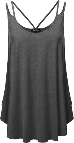 SSOULM Women's Loose Fit Flowy V Neck Sexy Pleated Cami Tank Top with Plus Size in Saudi Arabia