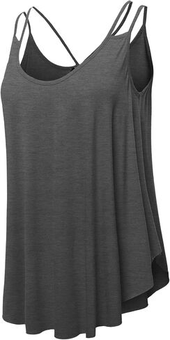 SSOULM Women's Loose Fit Flowy V Neck Sexy Pleated Cami Tank Top with Plus Size in Saudi Arabia