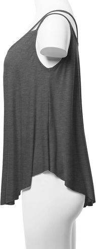 SSOULM Women's Loose Fit Flowy V Neck Sexy Pleated Cami Tank Top with Plus Size in Saudi Arabia
