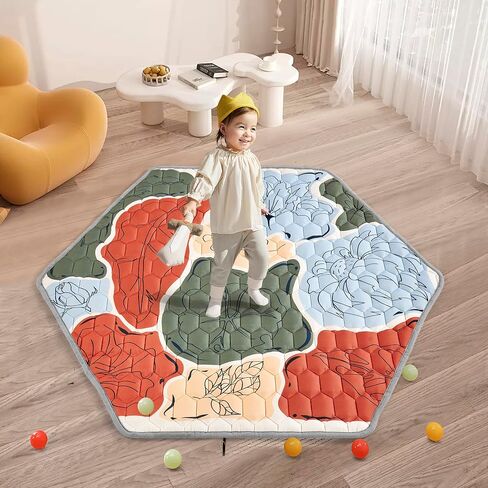 Baby Play Mat 45''x52'',Foldable Washable Baby Playpen Mat Crawling mat, No Smell Thicken One-Piece Baby Play mats for Floor, Anti- Slip Baby Mat Activity Playmats for Babies&Toddlers in Saudi Arabia