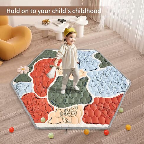 Baby Play Mat 45''x52'',Foldable Washable Baby Playpen Mat Crawling mat, No Smell Thicken One-Piece Baby Play mats for Floor, Anti- Slip Baby Mat Activity Playmats for Babies&Toddlers in Saudi Arabia