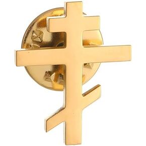 Gold and Silver Plating Stainless Steel Orthodox Cross Men Brooch Collar Lapel Pin
