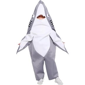 Adult Grey Shark Costume Halloween Party Mens Animal Cosplay Outfit Funny Mascot Dress Up