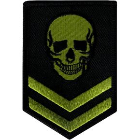 Green Skull Military Patch Embroidered Iron-On Skeleton Brigade Emblem