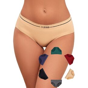 Womens Underwear Seamless Bikini Panties Ladies Soft Stretch Hipster Panties for Women Cheeky Low Rise Briefs 6 Pack