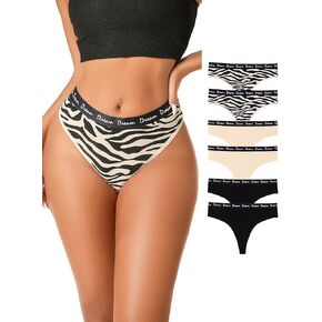 Cotton Thongs for Women Tangas de Algodón Para Mujer Womens Thong Underwear Breathable Low Rise Ladies Panties 6 Pack