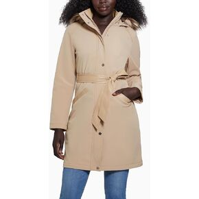 GUESS Women's Softshell Hoodie Belt Parka