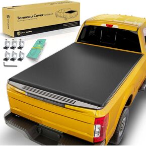 YHTAUTO 5.5 Ft Soft Roll Up Truck Bed Tonneau Cover Fits 2024-2015 Ford F150, w/Auto Locking Function, 67"/67.1" Truck Bed Cover All Weather Waterproof
