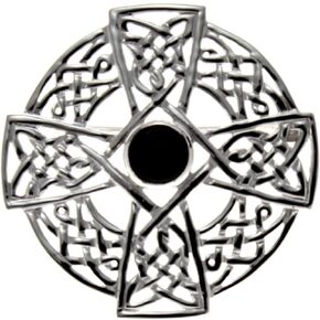 Alexander Castle 925 Sterling Silver Brooch for Women - Celtic Cross Brooch Pin with Black Cubic Zirconia & Jewelry Gift Box - 35mm