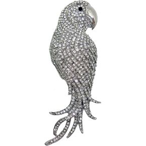 TTjewelry 4.45" Vintage Elegant Parrot Rhinestone Crystal Brooch Pin Bird Pendant