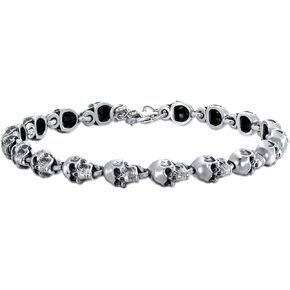 Skull Bracelet 925 Sterling Silver Adjustable Gothic Skull Head Chain Bracelet Goth Jewelry for Men