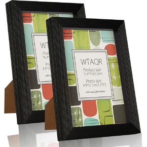 5x7 Picture Frame for Wall Hanging or Tabletop Display, Wall Mounting Horizontally or Vertically,Photo Frame with HD Plexiglass for Photos, Posters & Art Prints,Brown Frame,2 Pack