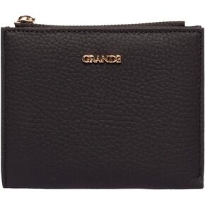 grande 2805 Genuine Leather Small Bifold Wallet For Women Minimalist Wallet Ladies Zippered Mini Purse Small Card Holder (Orange)