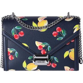 Michael Kors Whitney Medium Sequined Fruit Print Shoulder Bag Navy, Blue