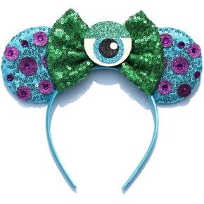FACHPINT Sully Ears for Boys - Blue Sequin Mouse Ears Headband, Cute Mini Headpiece for Kids' Parties and Photo Props