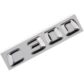 3D Chrome Shiny Silver C 300 Car Trunk Rear Letters Word Badge Emblem Letter Decal Sticker for C Class C300