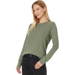 Lilla P Women's Long Sleeve Ribbed Cuff Crew-Neck