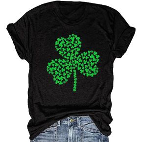 Beopjesk Women's St Patrick's Day T-Shirt Lucky Irish Shamrock Paddy's Day Graphic Tees Tops
