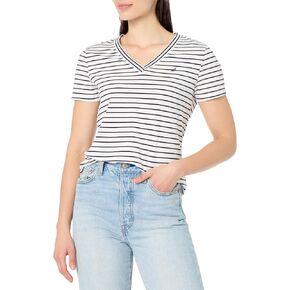 Nautica Women's Stripe V-Neck Short Sleeve T-Shirt