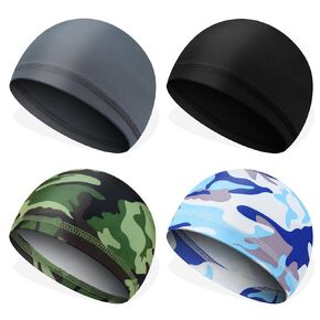 4Pcs Men Cooling Skull Caps, Welding Hard Helmet Liner, Cycling Skull Caps, Quick Dry Cycling Running Hat for Men Women, Sleep Hats for Men Women