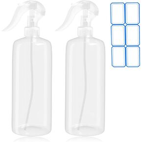 2 Pack 16.9 Oz (500ml) Spray Bottles for Hair, Plants, Cleaning, Cooking, BBQ, Cats - Fine Mist, Refillable, Reusable