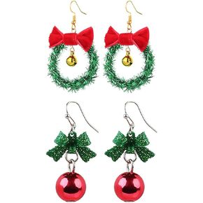 2 Pairs Christmas Earrings for Women, Cute Christmas Gifts Christmas Jewelry Holiday Gift for Women Girls