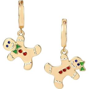 Betsey Johnson Gingerbread Huggie Drop Earrings