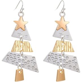Women's Christmas Tree Holiday Earrings Christmas Star Christmas Tree Earrings Cute Long Fashion Earrings for Holiday Wear, Charming Holiday Gift