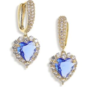 Sonateomber Rhinestone Heart dangle Gold Hoop Earrings for Women Valentines Day Sparkly Crystal Cubic Zirconia Drop Huggie Earing Dangling Prom Fashion Jewelry Gift in Kuwait