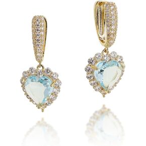 Sonateomber Rhinestone Heart dangle Gold Hoop Earrings for Women Valentines Day Sparkly Crystal Cubic Zirconia Drop Huggie Earing Dangling Prom Fashion Jewelry Gift