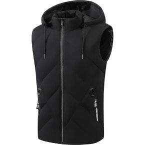 Casual Padded Lightweight Quilted Removable Hooded Puffer Vest for Men Women