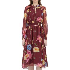 G-Wine Floral Voile Flared Dress for Women 2025, Long Maxi Dress, Flowy Sleeveless Fall Casual Dress, Maxi Dresses
