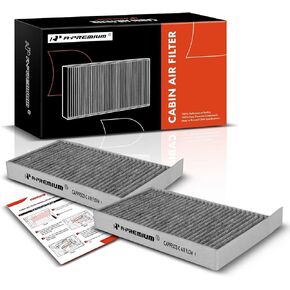 A-Premium Pack of 2 Cabin Air Filter with Activated Carbon - Compatible with Tesla Vehicles - Model 3 2017, 2018, 2019, 2020, 2021, 2022, 2023, Model Y 2020, 2021, 2022, 2023 - Replace# 1107681-00-A