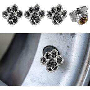 4PCS Bing Car Tire Valve Stem Caps, Dustproof Tire Air Cap, Crystal Rhinestone Tire Valve Cap for Women, Universal Dog Paw Car Tire Cap for Most Car, SUV, Truck, Motorcycle (Red)